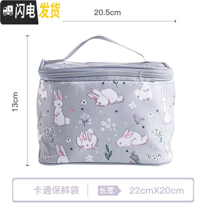 三维工匠便携玻璃保鲜盒微波炉加热饭盒上班族便当盒密封带饭专用碗水果盒 GY348灰色兔兔保温包(可放两盒)
