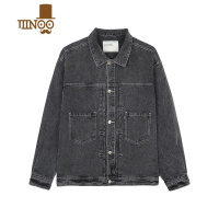 YANXU 美式经典原木灰复古水洗做旧潮牌上衣夹克牛仔外套男