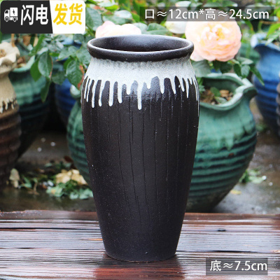 三维工匠法师老桩盆多肉花盆高筒陶瓷大号粗陶透气特大陶罐花盆 C7-184 23-25CM花盆容器