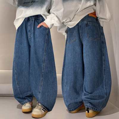 男童韩版牛仔阔腿裤大童休闲长裤潮2026年春装男孩宽松直筒裤_153