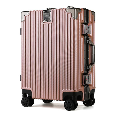 行李箱ins网红新款女拉杆箱万向轮男大容量铝框旅行箱潮流20寸玫瑰金