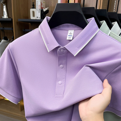 桑蚕丝男士polo衫2026夏季新款翻领简约休闲纯色透气T恤短袖男