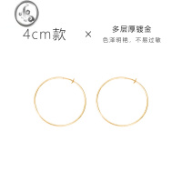 JiMi耳圈925银银个性大耳环欧美金色圆环耳夹无耳洞素圈耳饰女