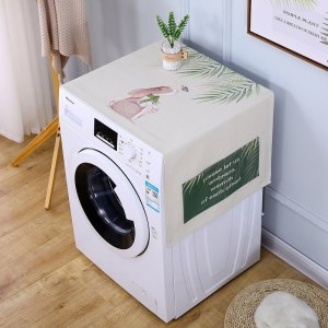 遮盖巾棉麻冰箱罩防水盖布单双开冰箱巾洗衣机防尘罩微波炉罩 怡然自得 50*130cm(小冰箱洗衣机)