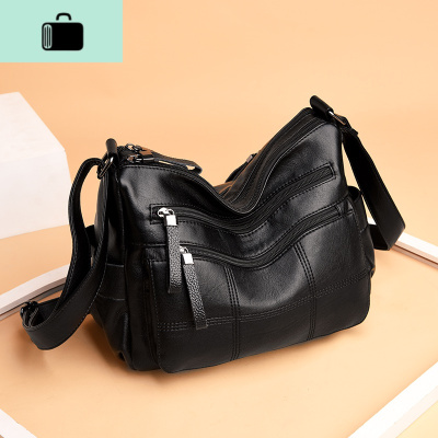 软皮中年2020新款单肩大容量中老年奶奶包妈妈婆婆女包NEW LAKE女斜挎包