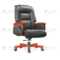 臻远ZY-7573办公中班椅老板椅办公皮椅升降转椅电脑椅 黑牛皮