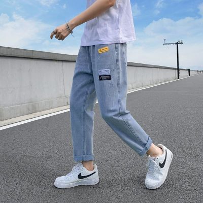 港风裤子男宽松百搭潮流九分直筒牛仔裤男学生韩版阔腿男裤春秋款诺合