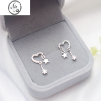JiMi925银银闪钻爱心星星耳钉简约个性设计感气质网红ins耳饰耳环女潮