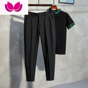 七斓春季休闲裤男士九分西装裤子直筒宽松皱商务垂感修身小脚西裤男