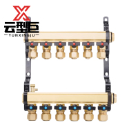 云型巨 分水器 地暖分水器黄铜大流量一体家用地热集分水器 6路 单位:个