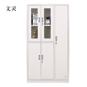 文灵钢制五门玻璃更衣柜员工柜铁皮职工储物柜带锁文件柜鞋柜资料柜子