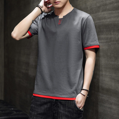 男士短袖T恤夏季新款潮流圆领休闲宽松青少年纯棉体恤上衣男