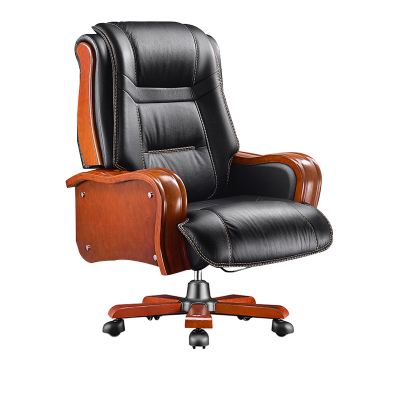 慧采云 办公家具牛皮大班椅老板椅经理椅可躺带隔脚办公椅家用实木转椅