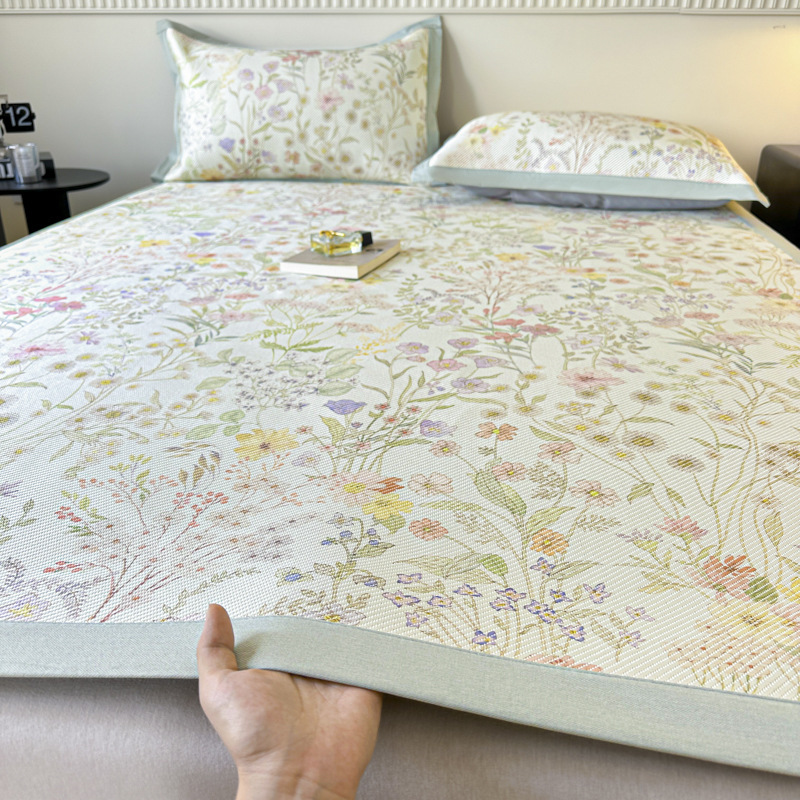 A类凉席夏天2026新款冰丝席三件套儿童冰藤席夏季可水洗软席子