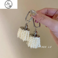 JiMiHUALU-白色恋曲 个性珍珠流苏2023韩国气质高级感夸张耳环耳夹女