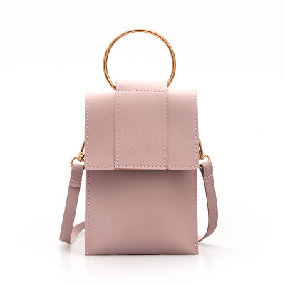 新款手机包女斜跨包新款潮夏季韩版挂脖手机袋手提学生迷你小包包-定制粉色粉色