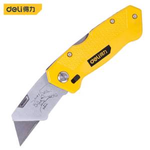 得力工具 DL006Z锌合金折叠割刀(6刀片)梯形刀片6刀片SK5