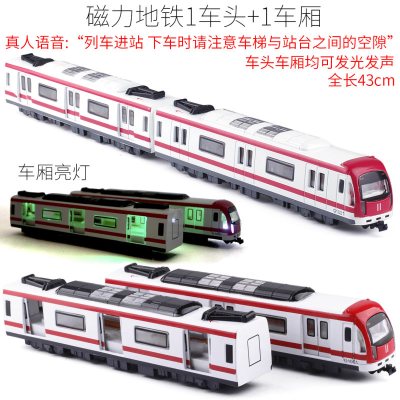 地铁合金车模和谐号动车组模型仿真高铁火车头回力玩具模型车电动经典地铁红色
