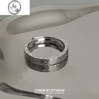 JiMi高级感银色素圈戒指男小众设计单身食指戒开口指环2023夏新款尾戒