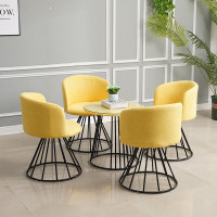 现代简约茶几小户型休闲阳台转椅单人沙发组合玻璃台子圆形洽谈桌