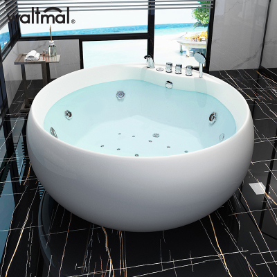 00小户型浴缸亚克力家用双人浴盆坐式卫生间独立浴池圆形6823空缸