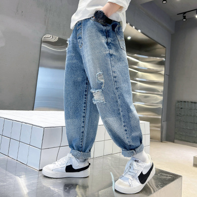 儿童装男童牛仔裤春秋款新款薄款炸街痞帅气春夏季秋装裤子潮