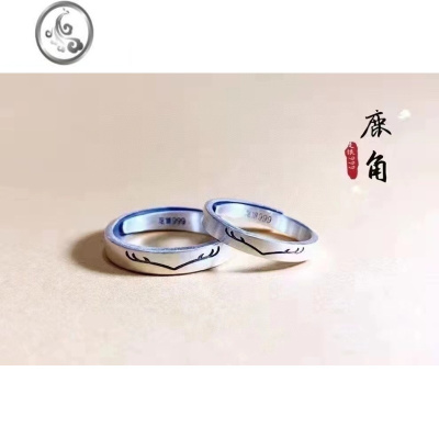 JiMi一路有你情侣对戒999银银男女戒指七夕情人节礼物925银银戒指活口