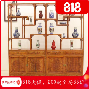 BONJEAN博古架实木新中式多宝阁茶叶展示陈列柜茶室置物古董货架客厅隔断