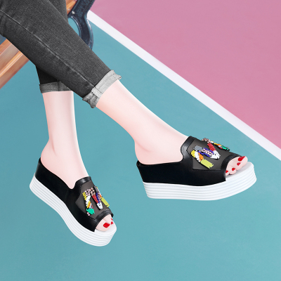 百年纪念(Centenary)韩版女式2020新款露趾厚底凉拖套脚内增高女鞋防水台女鞋子