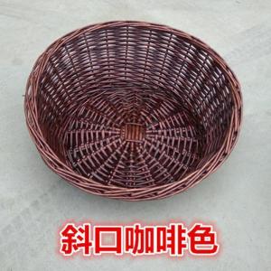 家柏饰(CORATED)柳编堆头筐展示筐水果盘藤编蔬菜食品篮子面包筐编织篮可定做 咖啡色 平口盘直径42高10