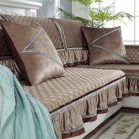 家柏饰(CORATED)毛绒沙发垫四季通用皮沙发防滑坐垫子简约现代时尚沙发套罩 暖熙-浅咖 80*160cm+花边