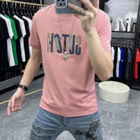 欧货2026夏季新款棉质短袖T恤男士简约字母上衣体恤丝光棉半袖衫