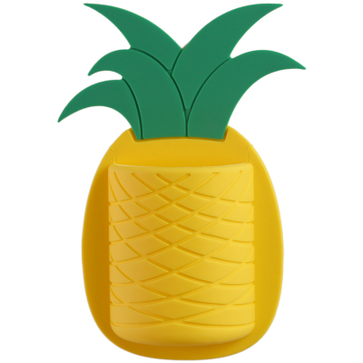 Coolnice2020新款菠萝置物架无痕壁挂牙刷梳子化妆刷硅胶收纳盒卫生间浴室厨房免打孔黄色黄色