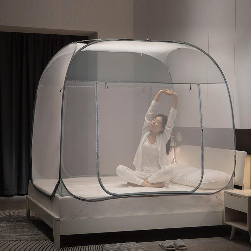 家柏饰(CORATED)新款免安装蒙古包蚊帐三开全底可折叠1.5m1.8米床家用1.2