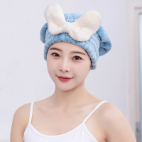 [补贴10%]干发帽超强吸水速干帽蝴蝶结新款可爱干发巾洗头发浴帽女包头巾 [宝石蓝]速干加厚❤大蝴蝶公主帽