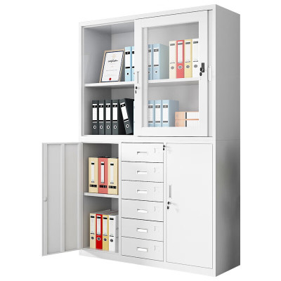 域赢文件柜钢制办公柜铁皮柜储物柜档案资料柜宽中六斗移门柜