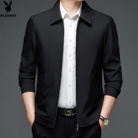 花花公子品牌春秋新款中老年男装夹克男士外穿翻领常规大码宽松外穿上衣