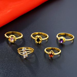 新款仿越南沙金戒指女闭口镀金饰品仿真首饰仿真宝石戒指久不掉色送女朋友老婆情人节七夕生日礼物