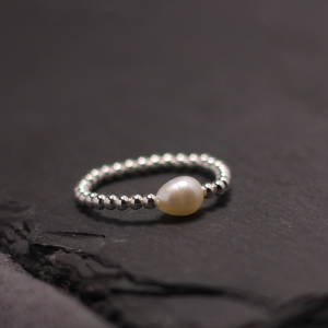 原创设计手工纯银复古森系银饰个性银珠饰品简约天然珍珠戒指送女朋友老婆情人节七夕生日礼物 弹性不分号