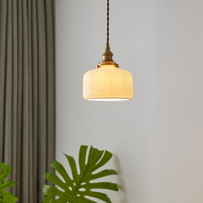 00三灯一宅复古胡桃木百褶黄铜吊灯日式风格吧台餐厅卧室床头吊灯(xt3