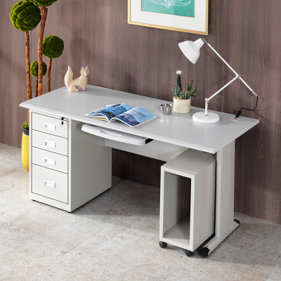 全简办公电脑桌员工桌金属经理桌键盘托加主机托加四斗款