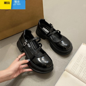 聚范jk百搭棕色厚底小皮鞋女2024新款春季英伦风日系玛丽珍单粗跟浅口