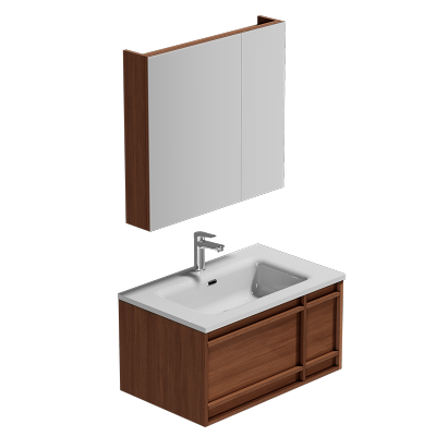 瑞尔特现代轻奢挂墙式卫浴家具Y1049一体陶瓷盆