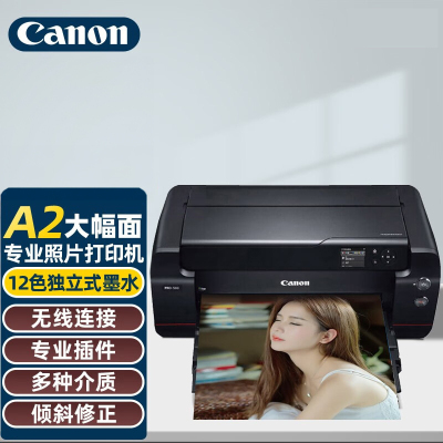 佳能(Canon)PRO-500彩色喷墨照片打印机专业加墨12色A2相片照相馆影楼办公摄影艺术爱好者 PRO500彩色喷墨打印机12色打印机套餐3