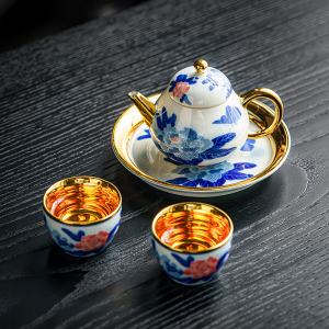 MULTIPOTENT整套功夫茶具套装羊脂玉青花提梁壶陶瓷 套组