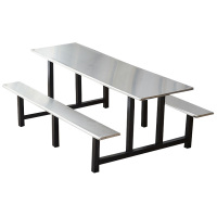 铭威盾学校食堂不锈钢餐桌椅4人6人13人位工厂员工饭堂连体快餐桌椅组合8人位(黑色支架款)