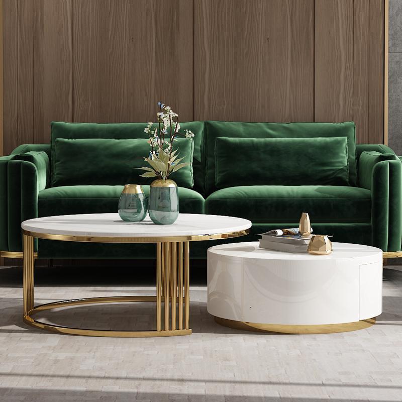 森美人北欧轻奢大理石圆形茶几大小子母组合后现代简约客厅小户型边几桌