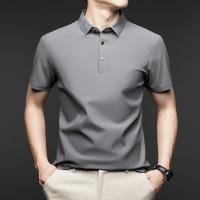 夏季男士短袖翻领T恤简约休闲无痕冰丝半袖中青年薄款POLO衫男装