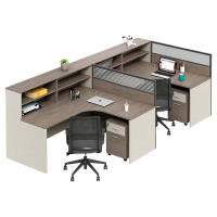 铭威盾职员办公桌员工位卡座屏风位桌椅组合F型两人位[含柜/椅]