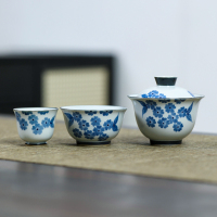 MULTIPOTENT旅行功夫茶具套组中国白瓷手绘青花陶瓷便携旅行茶具